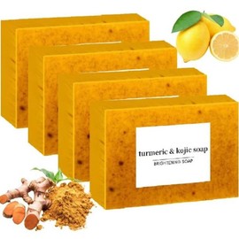 Lemon Turmeric Kojic Soap,Natural Handmade Soap,Turmeric Soaps Bar for Face and Body, Smooth Skin Tumeric Soapes,Deep Cleansing Soaps for Men & Women:_8PC