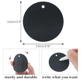 Round Tags,100 PCS Paper Gift Tags,5.5 cm Black Labels Tags with Free 20 Meters Jute Twine for Crafts Hang Tags, Price Tags, DIY Tags