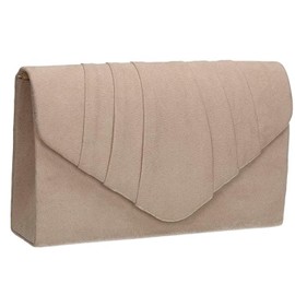 LeahWard Women's Suede Clutch Handbags Purse Wedding Bags 308 (Nude)