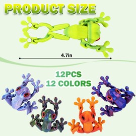 16 Pcs 3D Printed Frog Fridge Magnets, Articulated Movable Joints Fridge Magnet, Including 2 Glow in the Dark Cute Animal for Refrigerator Locker Whiteboard, Home, Kitchen and Office Decoration
