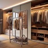 Simple Houseware Double Rod Clothing Garment Rack with Bottom Shelves,