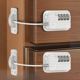 Pack of 2 Fridge Lock with Code, Fridge Lock No Drilling, Child Lock Upgraded with Password, Code Fridge Lock for Freezer, Cupboards, Drawers, Windows