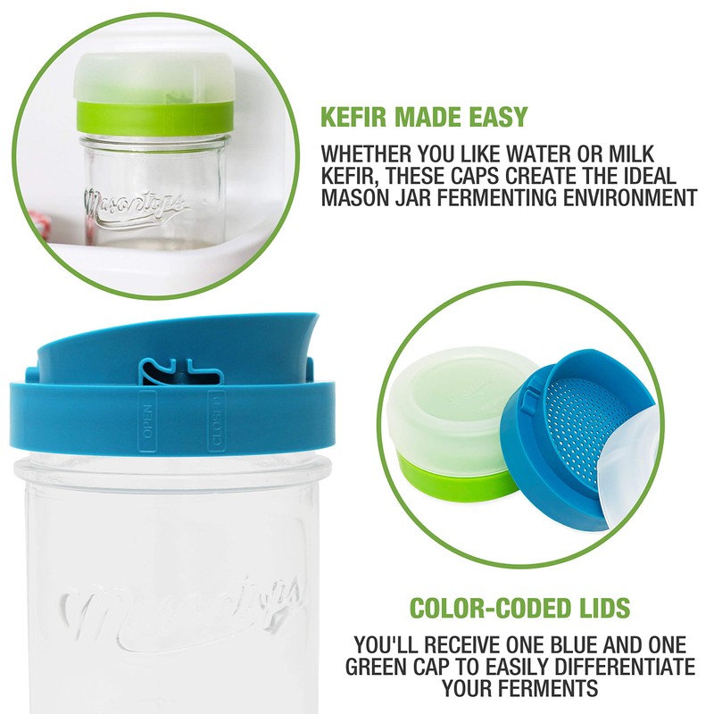 Masontops Kefir Caps - Wide Mouth Mason Jar Lids -
