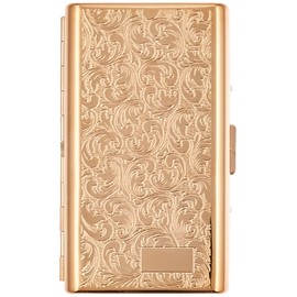 Tsubota Pearl 1-59129-41 Tobacco Case, Casual Metal, Long Size (3.9 inches (100 mm), Holds 14 Pieces, Gold Arabesque