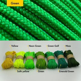 EdcX 3 mm Nylon Paracord 425 (15, 30, 50 and 100m) – 3 mm Type II, 100% Nylon Rope, 3 Strand Rope, 3 mm Nylon Rope in Many Colors (Green, 50 m)