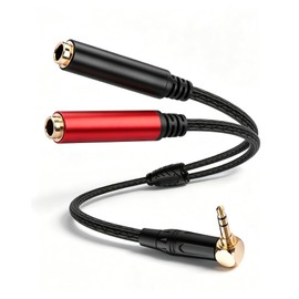 CERRXIAN 3.5mm TRS to Dual 6.35mm TS Mono Y-Cable, 90 Degree 1/8" Stereo Male to 1/4" Mono Female Audio Splitter Cord for Mixer, Amplifier, Home Stereo, Guitar Amp - 0.3M/1FT