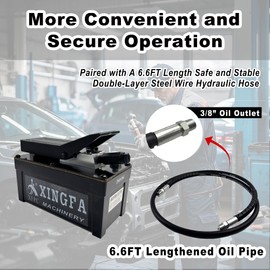XFPC Air Hydraulic Pump 10,000 PSI, 1.7L Reservoir, NPT 3/8" Oil Outlet, NPT 1/4" Inlet, Hydraulic Pump Air Hydraulic Foot Pump with 6.6ft Pipe, Black