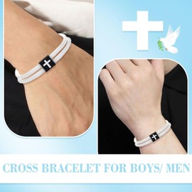 Adjustable Braided Rope Cross Bracelet Joshua 1:9，Easter Christian Baptism Confirmation Christmas Birthday Gifts for Teens