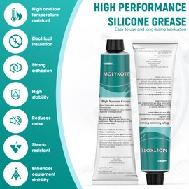 Molykote High Vacuum Silicone Grease Tube - 5.3 oz, High Lubrication & Waterproof for O-Rings, Plug Valves, & Sealing Rubber/Plastic Components, Low Volatility