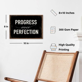Progress Over Perfection Print, Classroom Sign Wall Decor, Teacher Gifts, Motivational Wall Art, Therapy Office Decor, Unframed (8X10 INCH)