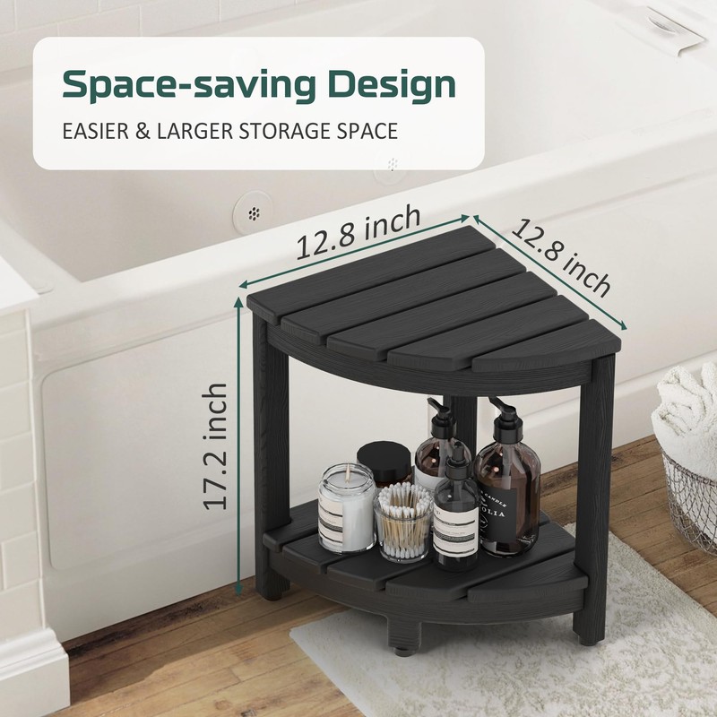 BEKVEM Corner Shower Stool for Inside Shower, HDPE Waterproof Shower
