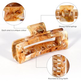 SHINLEA 3Pcs Hair Claw Clips for Women, 5 Inch Non-slip Large Hair Clip for Thick Hair, Strong Hold Hair Claw, Reference Ink Painting Design, Hair Accessories for Girls Gifts (Brown & Gray & Purple)