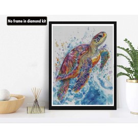 VAIIEYO 5D DIY Diamond Painting Turtle, Diamond Painting Pictures Painting Kits Animal, Painting by Numbers Diamond Home Wall Decor Painting Cross Stitch Diamond Decoration 30 x 40 cm-1