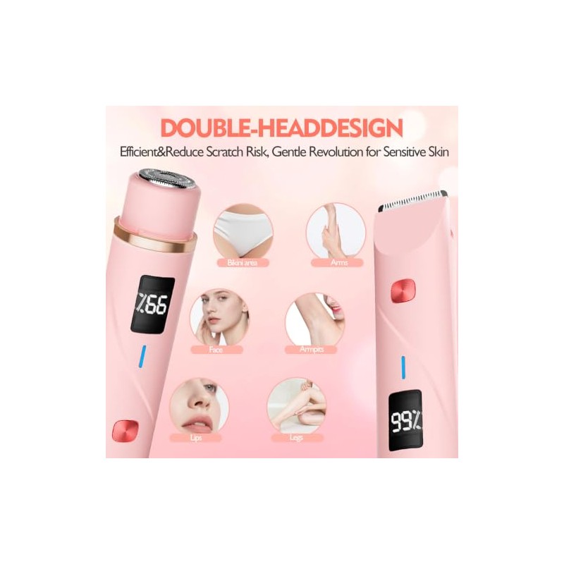Lady Shaver for Women,2in1 Gentle Hair Remover for Face Bikini