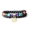 coai 7 Chakra Balancing Obsidian Stone Chakra Bracelet for Women