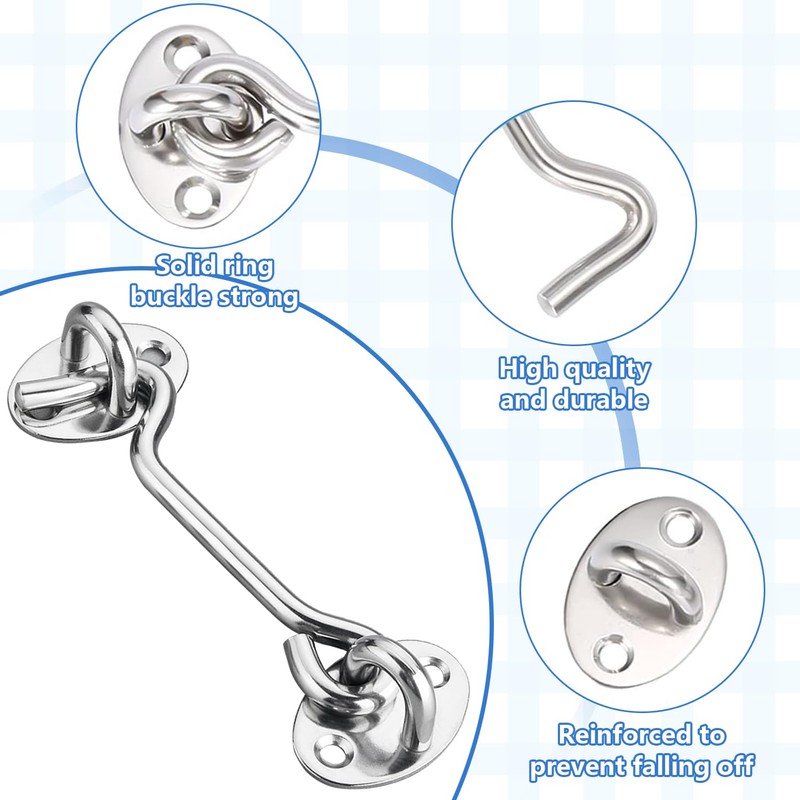 4 Cabin Hooks Stainless Steel Stainless Steel Gate Hook Lock
