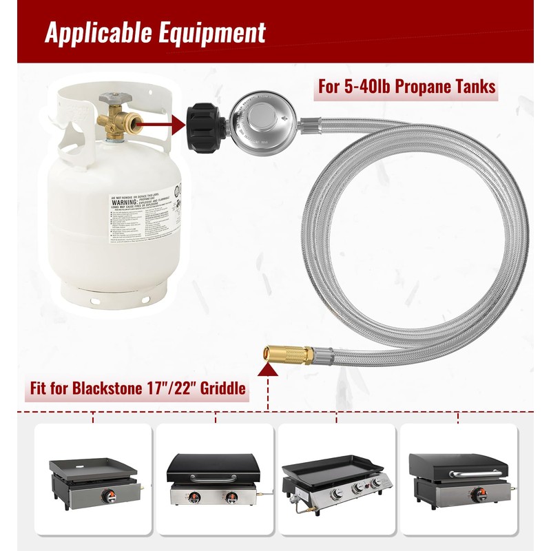 CALPOSE 6FT Propane Adapter Hose for Blackstone, Propane Hose with