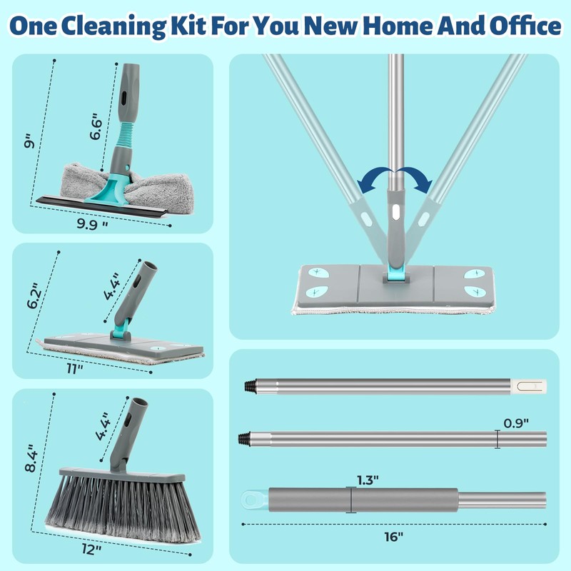 3-in-1 Detachable Broom and Mop Set Combo for House Cleaning,