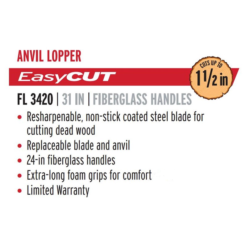 Corona Compound Action Anvil Lopper, 32 Inch, FL 3420, Red