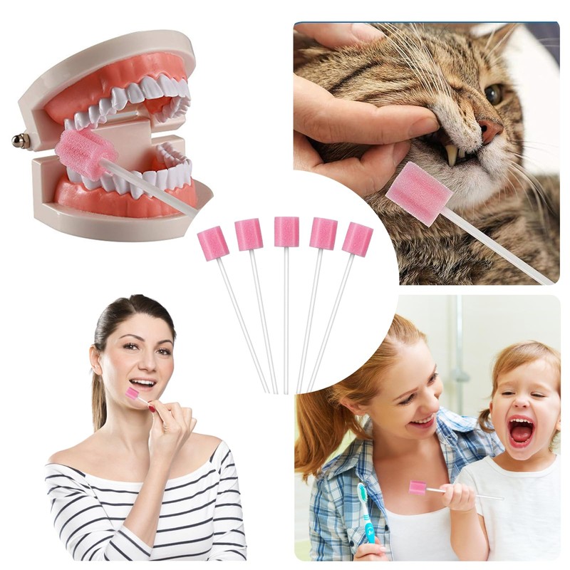 100Pcs Mouth Sponges on Stick for Hydration, Disposable Oral Care