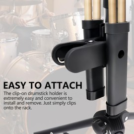 Musiin Drumstick Twin holder for drum kit drum stick barrel, clip-on drumstick holder clip, quick release and adjustable angle, attaches to any cymbal stand or tubular hardware