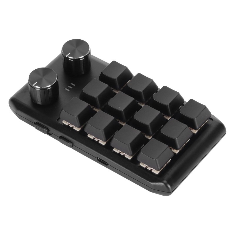 Mini Custom Keypad 12 Mechanical Keys 2 Knobs Programmable Red