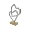 Metal Figurine Two Hearts on Wooden Base 15 x 20