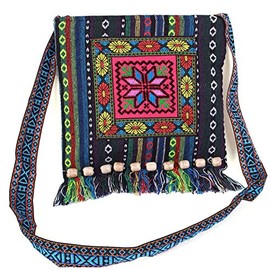 LUMoony Shoulder Bag with Fringes Women's Clutch Handbag Cross Body Shoulder Bag Cross Body Shoulder Bag with Embroidered Chinese Embroidery Shoulder Bag, Blue#