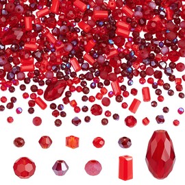 PH PandaHall 1000 Pieces 10 Styles Red Series Glass Bead Strands, Faceted Rondelle Crystal Beads, Spacer Beads for Bracelets, Necklaces, Wind Chimes, Crafts, Jewellery Making, 3 ~ 12 mm