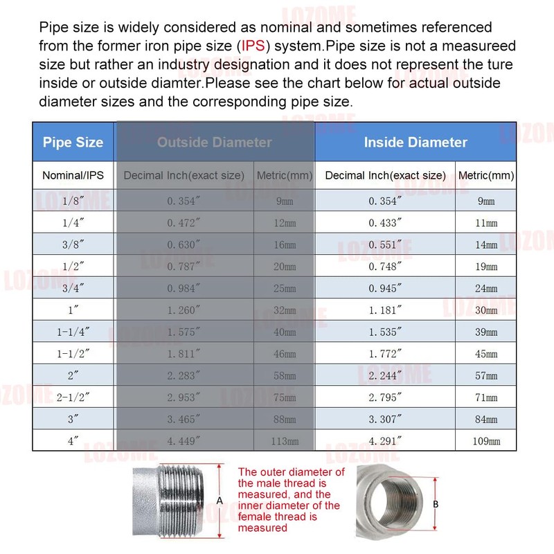 LOZOME 3/4" Female Thread Plug Hex End Cap 304 Stainless