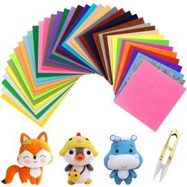GZLCEU 40 Pieces Craft Felt, 40 Colours Felt Fabric Polyester Felt Crafts for DIY Projects, Sewing, Crafts, Manual Decoration Felt Panels with 1 Piece of Scissors