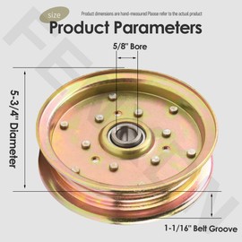 88663 Replacement Idler Pulley Compatible with Bush Hog MTH600, RDTH72 Zero Turn Mower & Finish Mowers, Rotary Cutters and T-ri Deck Flex Wing mowers - 5-3/4" Diameter; 5/8" Bore; 1-1/16" Belt Groove