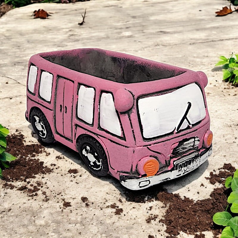 DIVAS SPIRITUAL Vintage Concrete Planter, Decorative Vehicle Design, Indoor/Outdoor, 25cm
