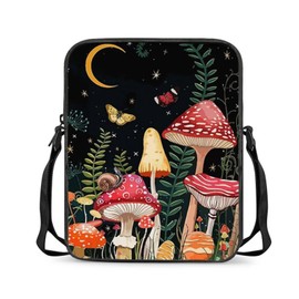 Wnbucioht Mushroom Crossbody Bag for Women Travel Mini Shoulder Handbags Mushroom Butterfly Print Messenger Tote Bags Cute Sling Satchel for Girls Teens Crossbody Purse Gifts