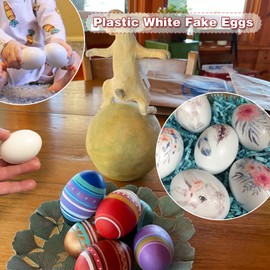 Hamiggaa 30 Pcs Plastic White Fake Eggs,Easter Eggs,Realistic White Eggs,Faux Fake Egg for DIY Crafts,Painting,Party,Home Decor,Kids,Kitchen