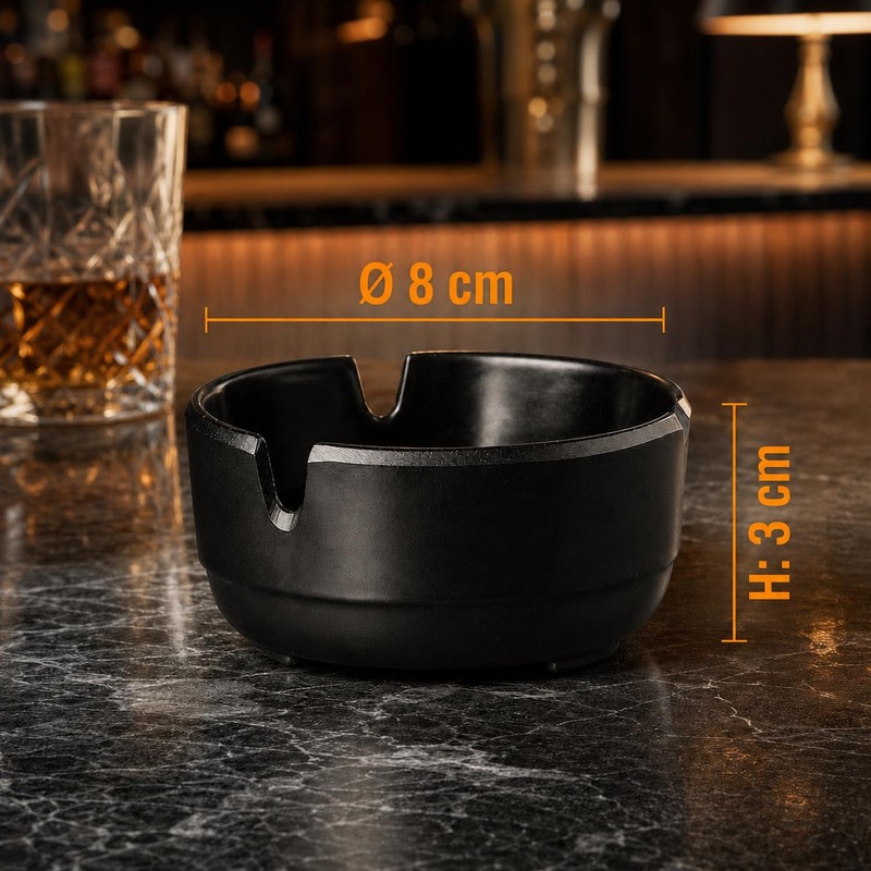 APS 576 "CASUAL" Set of 3 Black Melamine Ashtrays Diameter