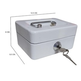 FAST WORLD SHOPPING ® Metal Cash Box with Keys and Handle, 12.5 x 9.5 x 6 cm, Portable Money Box for Storing Coins and Banknotes, Safe for Money, Ideal for Home and Office