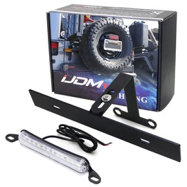iJDMTOY Rear Spare Tire Mount License Plate Relocator Bracket w/ 12-SMD LED License Plate Light Compatible with Jeep 2018-up Wrangler JL