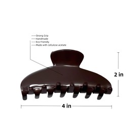 Durable Acetate Hair Clips - 4-Inch Cherry Red Claw Clips for Fine and Thick Hair (Coffee)