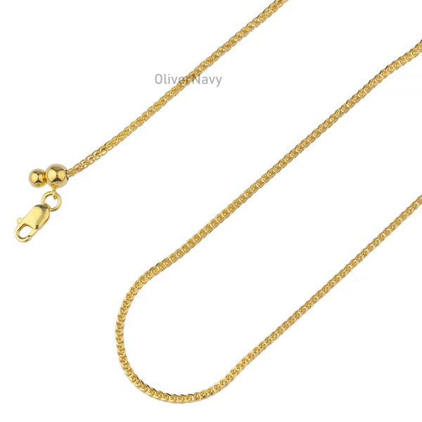 Unbranded 14k Gold Plated 925 Sterling Silver Adjustable 1mm Franco