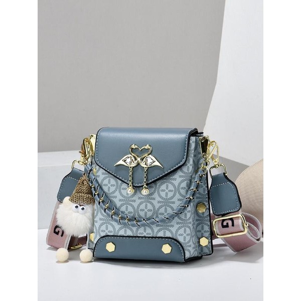Fashionable Geometric Pattern Pu Leather Crossbody Bag As Gifts, 2025