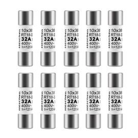 Heschen 32A 400V Ceramic Fuse Link, RT18-32 (RO15), 10 X 38mm, CE, Pack of 10
