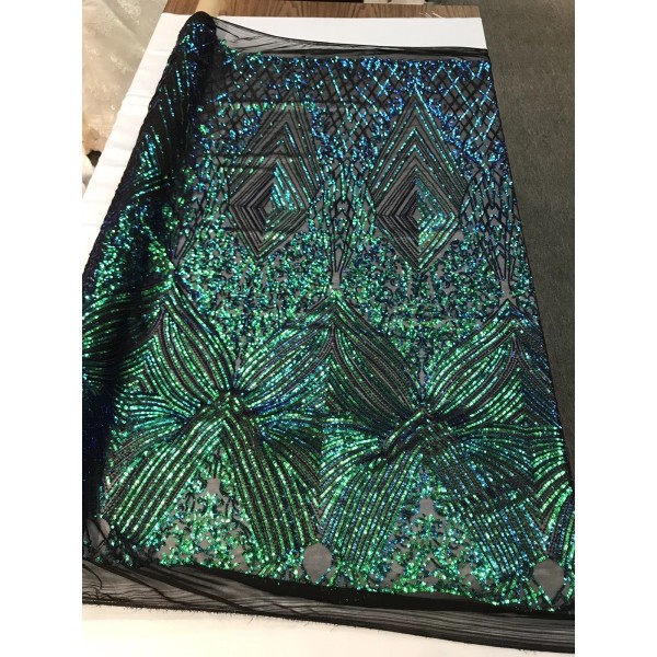 NEW CREATIONS FABRIC AND FOAM INC GREEN IRIDESCENT GEOMETRIC DIAMOND