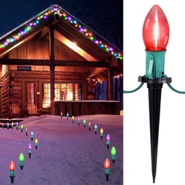 Brightown 2 Pack C9 Christmas String Lights Outdoor, Total 51.4 Feet 40 Bulbs Pathway Lights Waterproof Replaceable for Indoor Xmas Party Holiday Wedding Commercial Decorations, Multicolored