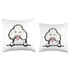 Peeking White Poodle Dog Throw Pillow