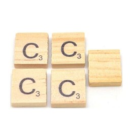 Wooden Alphabet Craft Tiles - Available in Letters and Values - Various Quantities Available (C, Pack of 5)