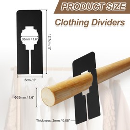 PATIKIL 8 Pcs Rectangle Clothes Dividers, 5 Inch Blank Clothing Rack Divider Sorting Clothes Size Reusable Wardrobe Hanger Separator with Pen, Black