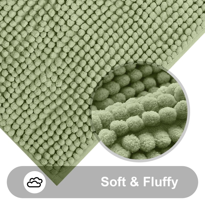 smiry Non Slip Chenille Bath Mat, 50 x 80 cm,