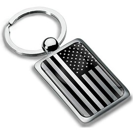 Biomar Labs® KK 272 Metal Keyring with Gift Box Car Key Fob Stainless Steel United States USA Flag Silver, silver