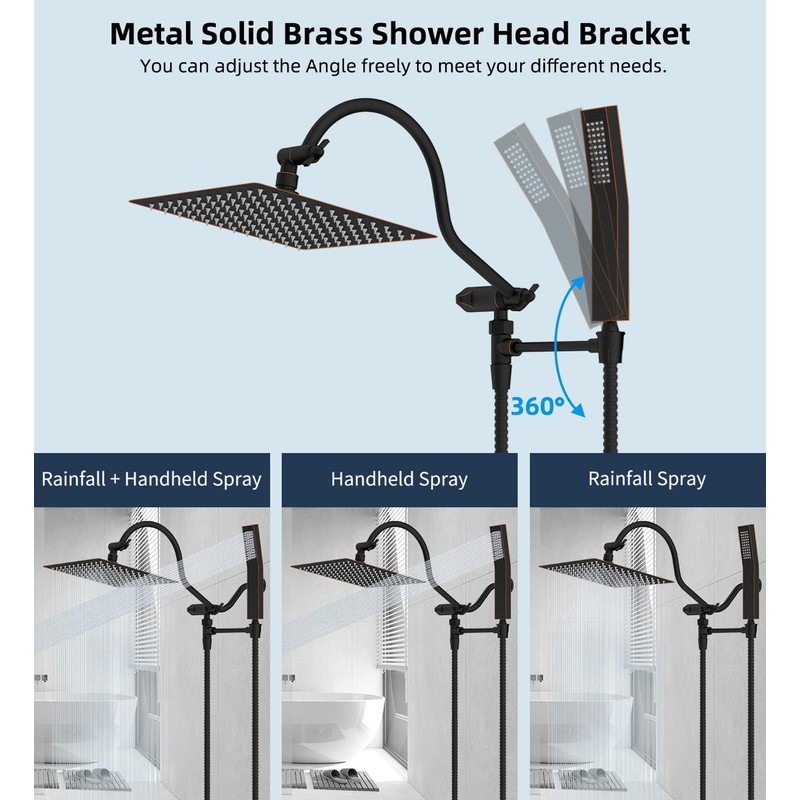 Hibbent All Metal Shower Head, 8 Inch High Pressure Rain